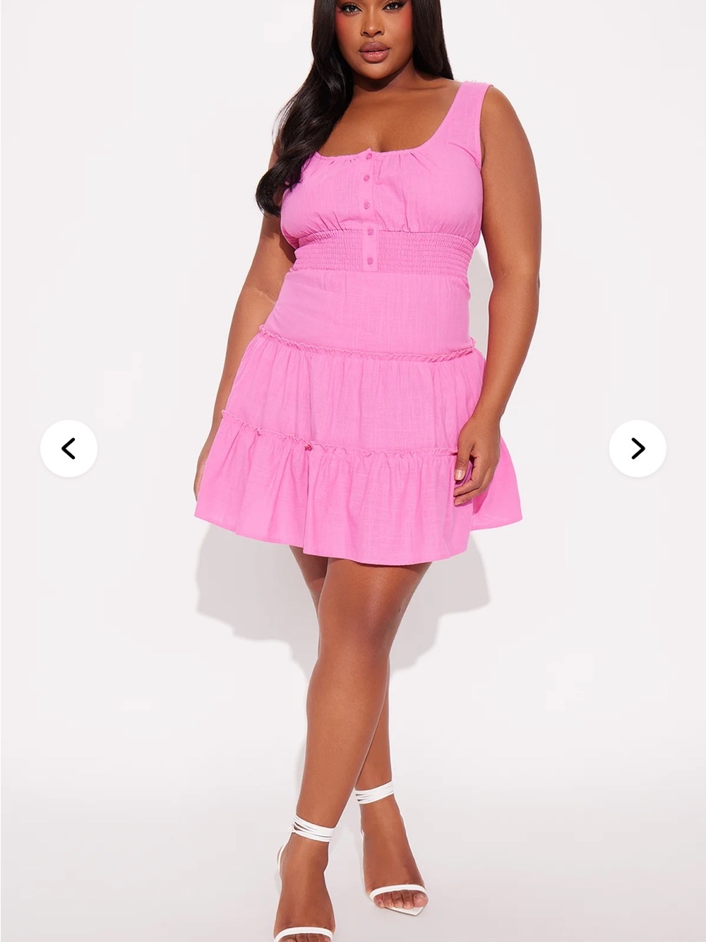 Fashion Novs Pink LinenTiered Button Front Mini Dress Size 1X New! - Picture 5 of 8